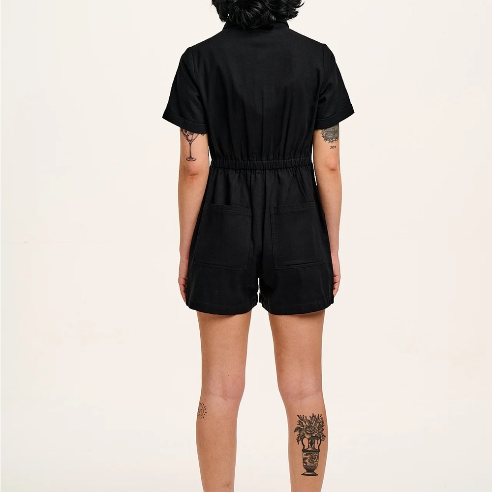 Lucy & Yak Riley - Cotton Playsuit in Black - Black / UK 30 / REG - Picture 3 of 4